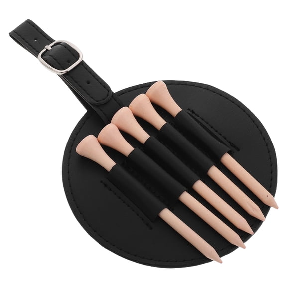 SEWACC Black PU Tee Bag for Golf Players, Golf Accessory Set, Compact 3.73 x 0.20 Inch, 1 Piece