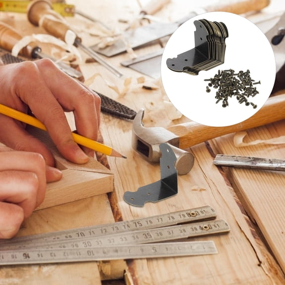 SEWACC 20Pcs Metal Corner Brace Bracket Bronze Square Anti Deformation 1.65X1.65X0.98In