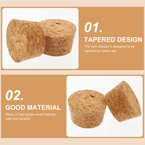 SEWACC 20Pcs Wooden Bottle Cork Stoppers Light Brown Cone Shape Airtight Sealing Plugs