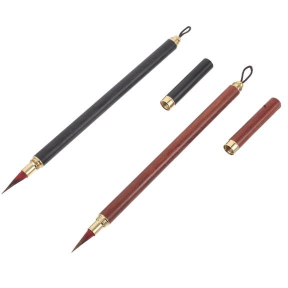 SEWACC 2-Piece Chinese Brush Set with Fine Tips and Protective Caps for Painting, Drawing, and Craft Art