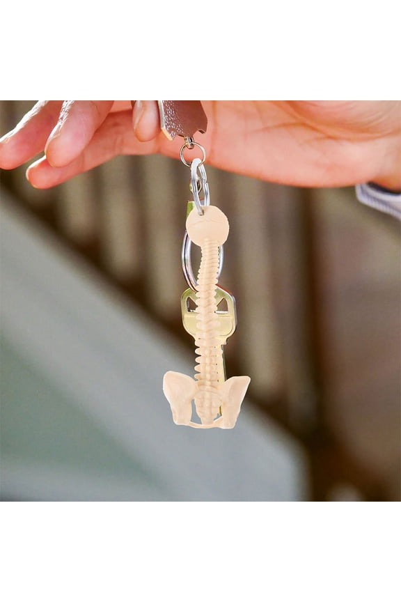 2-Pack Light Yellow Realistic Human Spine Keychains, Unique Model Accessories for Backpack, Belt, or Decoration