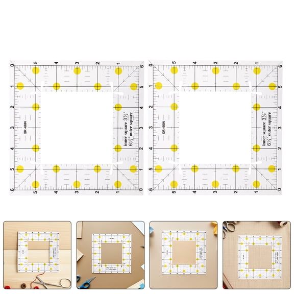 SEWACC 2-Pack PVC Patchwork Quilting Rulers with Square Grid for Accurate Fabric Alignment and Easy Cutting in Sewing Projects