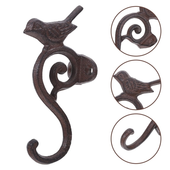 SEWACC Set of 2 Vintage Black Cast -Shaped Wall Hooks for Coats, Hats, Towels, Metal Wall Mount Rack