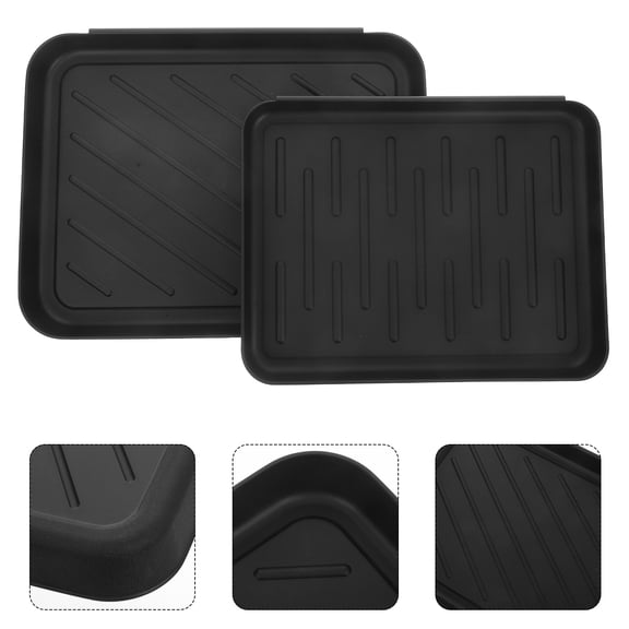SEWACC Set of 2 Black Plastic Boot Trays for Entryway Storage, and Non- Floor Mats
