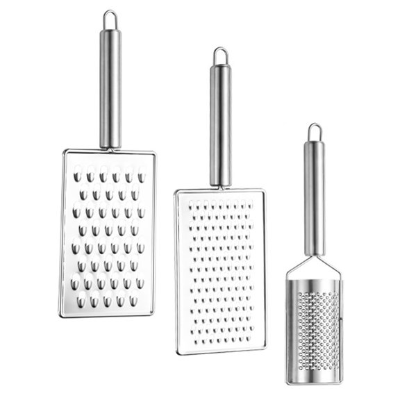 SEWACC 3-Piece Stainless Steel Grater and Zester Set with Non- Handle for Cooking and Food Prep