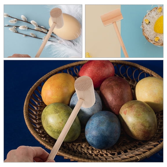 SEWACC 3-Piece Wooden Mallet Set with Khaki Crab and Lobster Shell Crackers for Seafood Parties and Shellfish Cracking