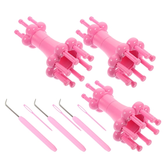 SEWACC 3-Pack Knitting Supplies Kit with Dual-Ended Cord Weaving Tools for Scarf, Rope, and Craft Projects