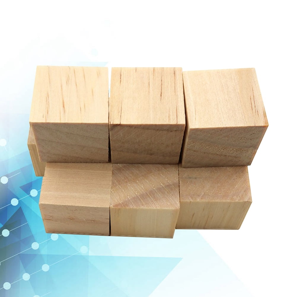 SEWACC 4 Sets Wood Blocks for Educational Toys Kids Square Shape Blank Wooden Cubes