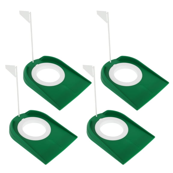SEWACC 4-Pack Golf Putting Cups with Flags, Plastic Training Aid to Putting Accuracy and Improve Golf Skills