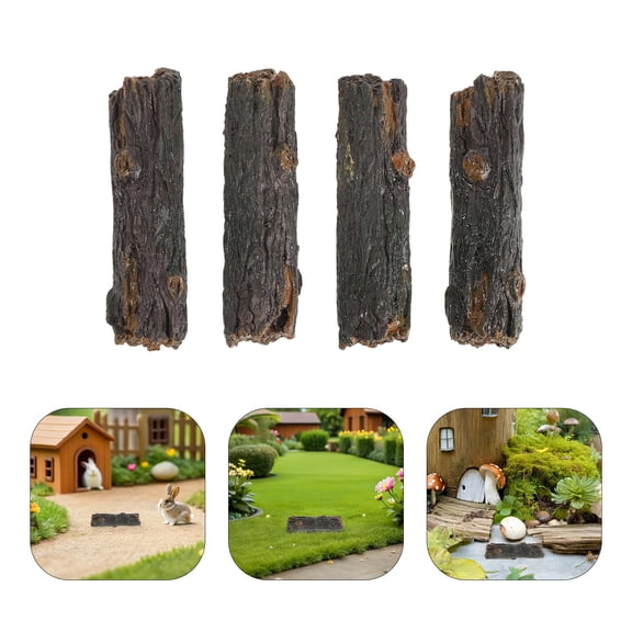 SEWACC 4-Piece Natural Look Coffee Resin Tree Stump Decorations for Terrariums, Miniature Gardens, and Tabletop Displays