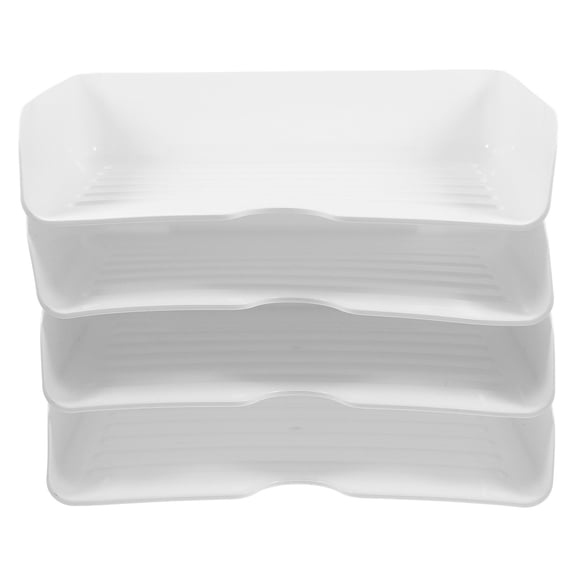 SEWACC 4-Pack White Desk Paper Organizers Stackable File Trays for Efficient Office and Home Storage Solutions