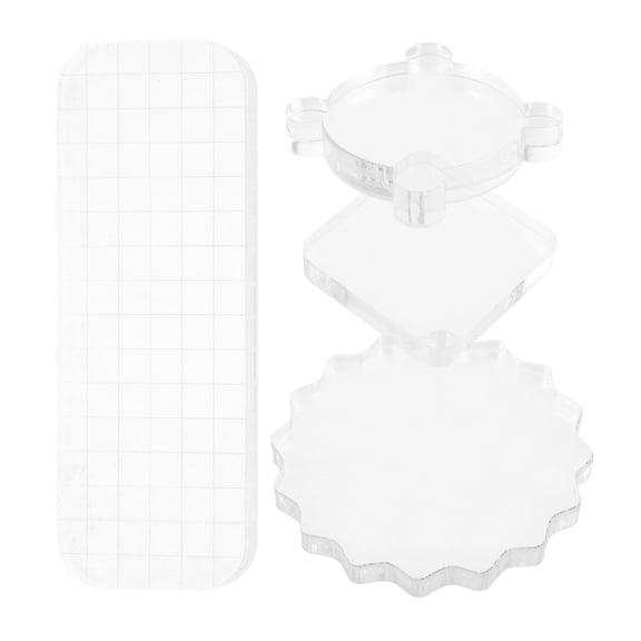SEWACC 4Pcs Transparent Acrylic Blocks for Stamping with Clear Grid Lines Durable DIY Stamp Tool