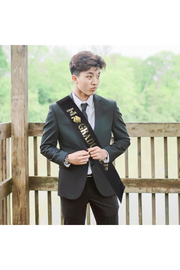 4-Pack Black Graduation Sashes for University and High School Ceremonies, Celebration Parties, and Events