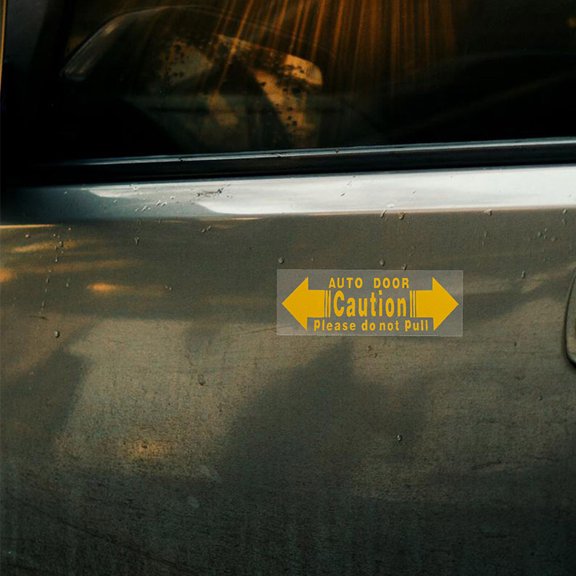 SEWACC 4-Pack Car Door Warning Stickers, Yellow PVC Safety Decals with Strong Adhesive