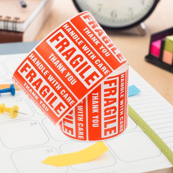 SEWACC 500 Sheets Caution Packaging Stickers for Bottles and Plastics 7.5x5cm