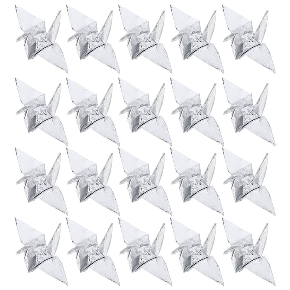 SEWACC 50Pcs Elegant Silver Origami Crane Ornaments with Easy Assembly for Wedding and Birthday Decor