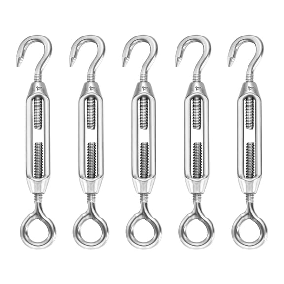 SEWACC 5-Pack Stainless Steel Rope Turnbuckles with Plated, Resistant Finish for Outdoor Use