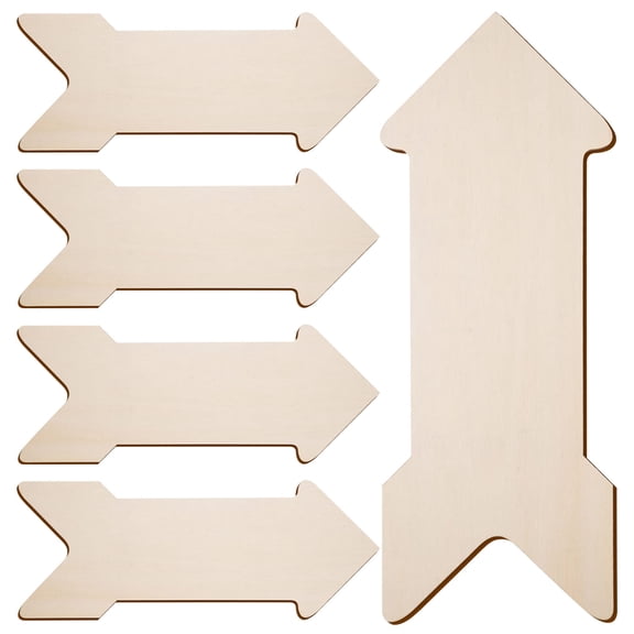 SEWACC 5Pcs Wooden Arrow Shape Plaques Blank for DIY Painting Rustic Khaki Hanging Craft Signs
