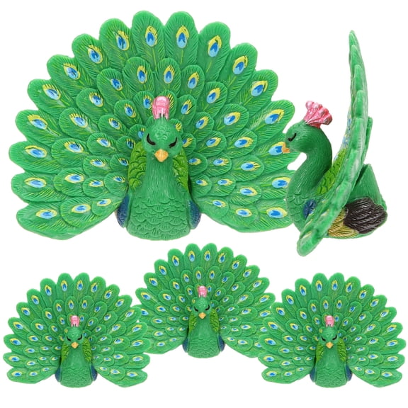 SEWACC 5pcs Mini Resin Figurines Peacock Figure Table Decor Home Decoration