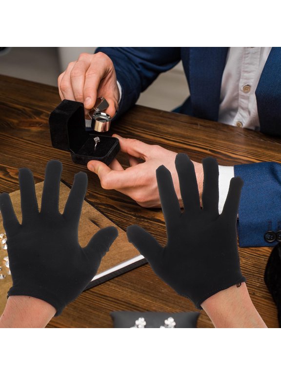 Industrial Labor Gloves, Black Cotton, Multipurpose, Quality Inspection, 6Pairs
