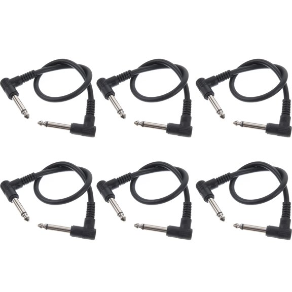 SEWACC 6-Pack Professional Black Flat Audio Patch Cables for Guitar and Bass with PVC Construction