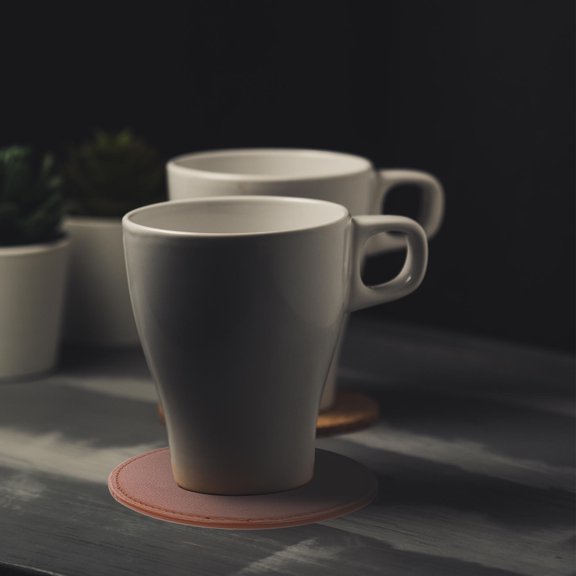 SEWACC 6Pcs Cup Mat Pad Brown PU for Drinks Protect Tables for Families
