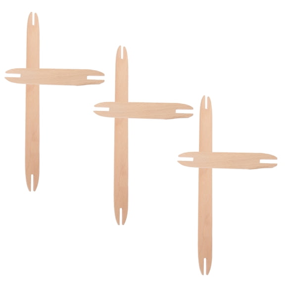 SEWACC 6Pcs Wood Weaving Shuttle Set Khaki Lightweight Crafting Tools for Scarf Sweater Tapestry