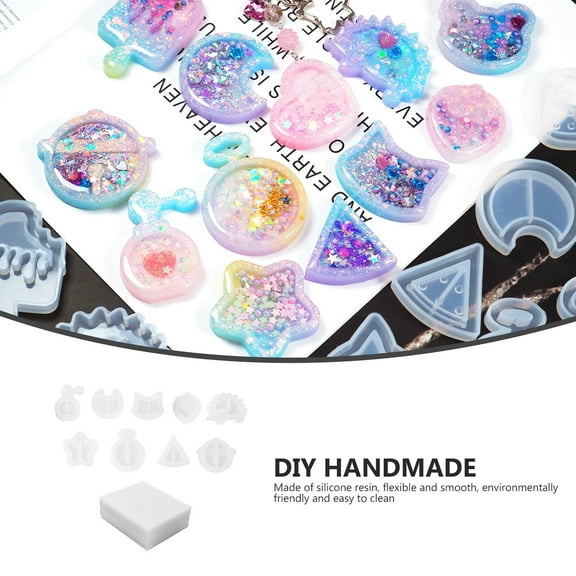 SEWACC 9Pcs Resin Jewelry Molds for Earrings Necklace and Charms with Flowing Sand Design