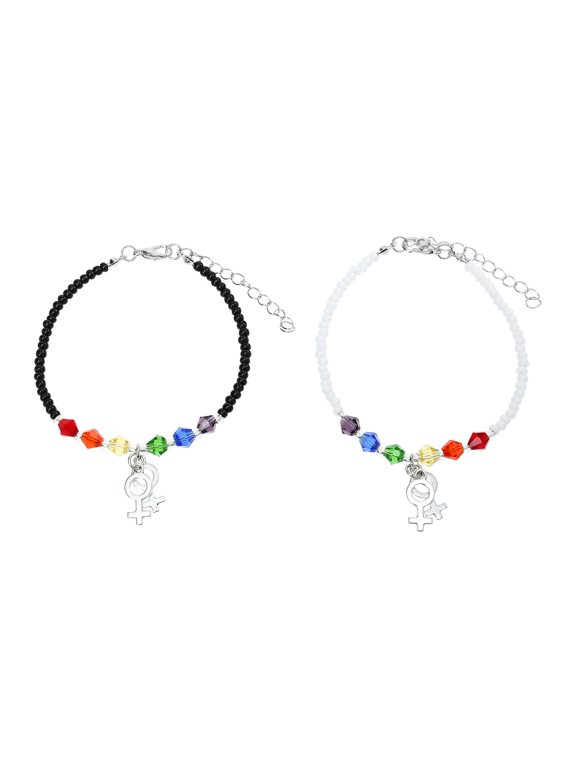 Chic Beaded Bracelet, Crystal and Glass Beads, Excellent Craft, Assorted Color, 2Pcs