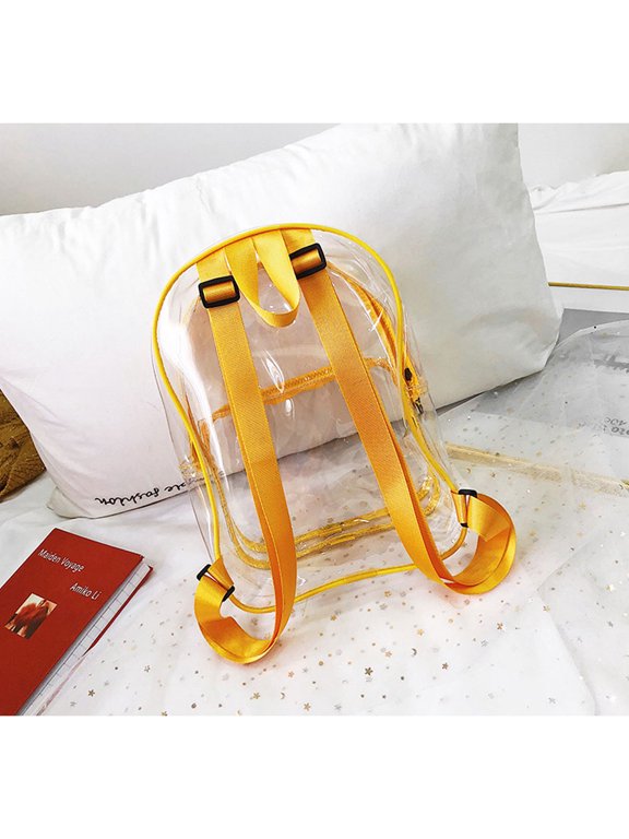Candy Backpack Yellow PVC Transparent Casual for Durable Storage Use
