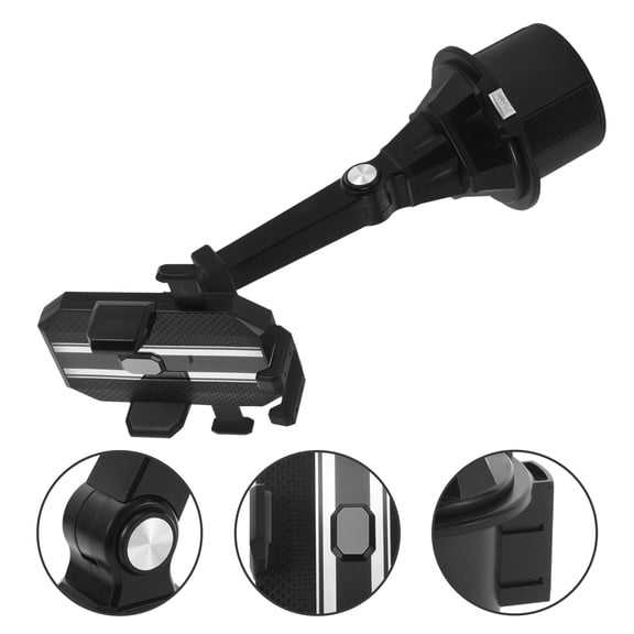 SEWACC Secure Black Car Cell Phone Cup Holder with Adjustable Angle and Easy Installation