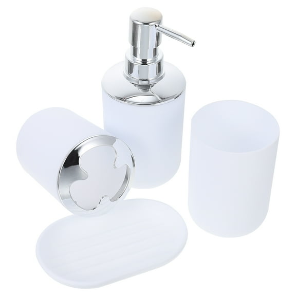 SEWACC Bathroom Cup and Toothbrush Holder Set 1Set White Plastic Square with Storage Function for Adults
