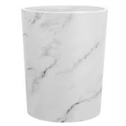 SEWACC Large Capacity White Swing Lid Waste Basket with Marble Pattern for Bedroom and Living Room Use