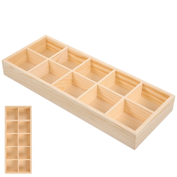 SEWACC Sturdy Wood Storage Box for Tea Bags Sugar Packets and Small Supplies with Polished Finish