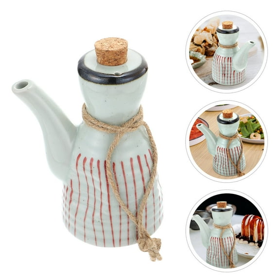 SEWACC Ceramic Olive Oil Dispenser Set with Colorful Bottles, 2.8 x 2.8 x 4.7 inches, Kitchen Oil Bottle for Cooking and Salad Dressing