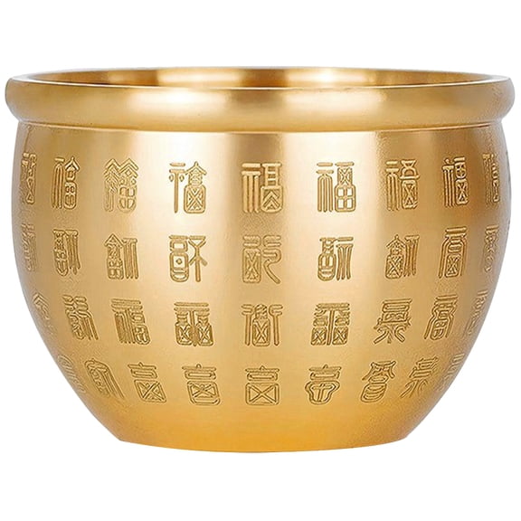 SEWACC Small Golden Copper Treasure Bowl Decorative Basin for Home and Office Tabletop Decor