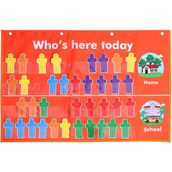 SEWACC Orange Classroom Attendance Chart in Polyester, Portable and Ideal for School Use and Teacher Organization