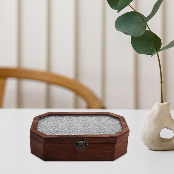 SEWACC Retro Wooden Jewelry Box with Storage Compartments, Desk Organizer, Wood Design, 1 Set