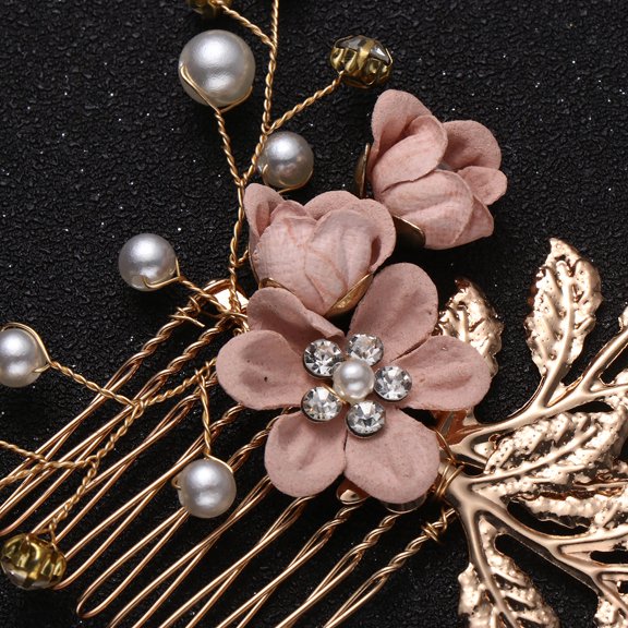 SEWACC Elegant Bridal Hair Comb with Rhinestones and Floral Design for Weddings, Proms, and Special Formal Occasions