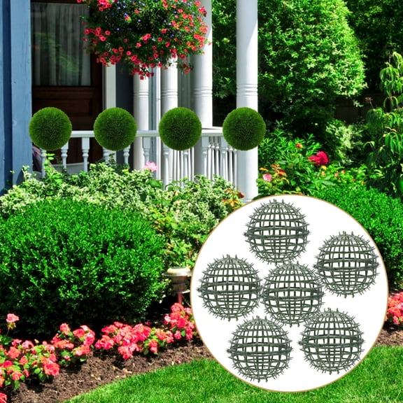 SEWACC Hemoton 6pcs Boxwood Topiary Ball Frame Plants Round Shape for Flower Arrangement and Shelf Decor