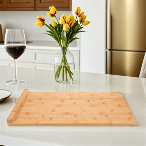 SEWACC Khaki Wood Cutting Board with Lip Large Design for Meal Prep Charcuterie and Kitchen Use