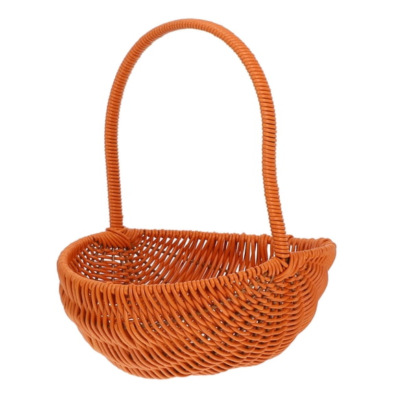 SEWACC Reusable Plastic Garden Basket with Faux Rattan Design for Harvesting Vegetables and Gathering Flowers