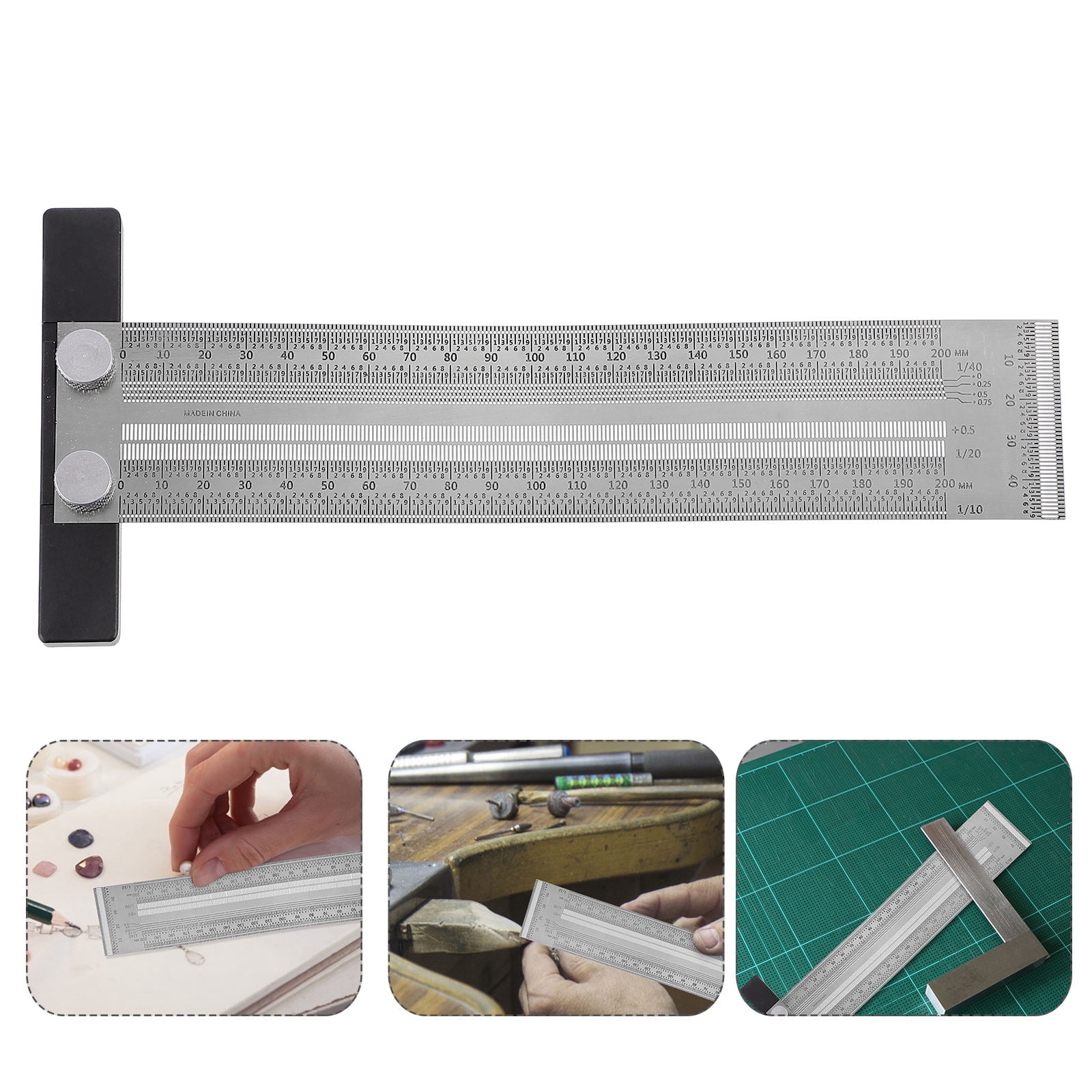 T Shaped Engineering Ruler SEWACC Multi Functional Measuring Ruler 1Pack T Shape Stainless Steel ...