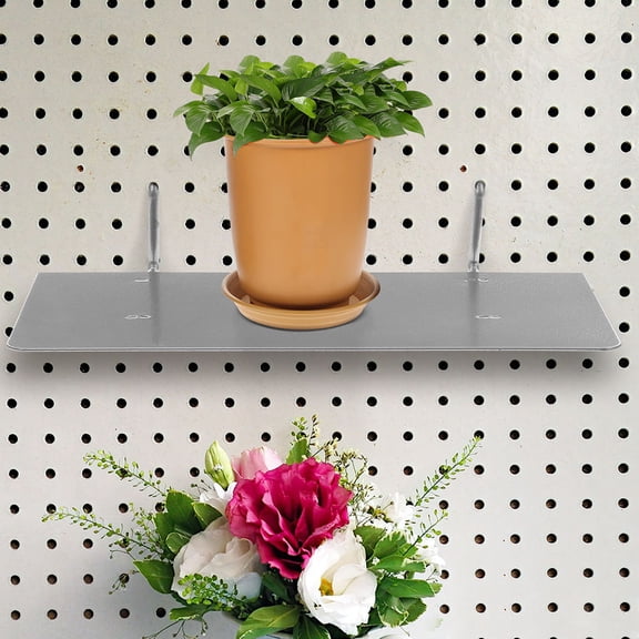 SEWACC Pegboard Shelf Plated Silver Iron for Workshop Storage and Space Efficiency