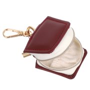 SEWACC Portable Dark Brown Travel Jewelry Organizer Case with Keychain Compact Storage for Earrings