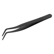SEWACC Black Stainless Steel Precision Eyelash Tweezer for Lash Extensions and Beauty Application