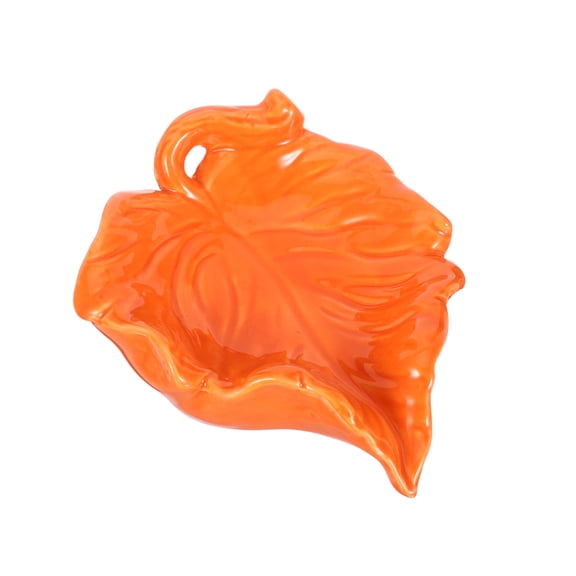SEWACC Orange Ceramic Soap Dish, Self-Draining, Leaf-Shaped, Decorative, Countertop Accessory