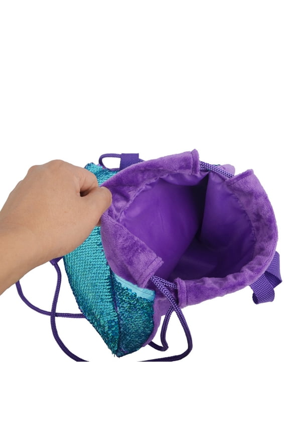 Sequin Mermaid Tail Drawstring Backpack with Spacious Storage for Sports and Travel