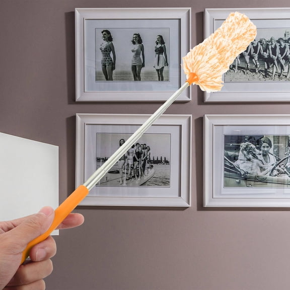 SEWACC Washable Orange Extendable Microfiber Cleaning Duster for Car and Home Dust Removal