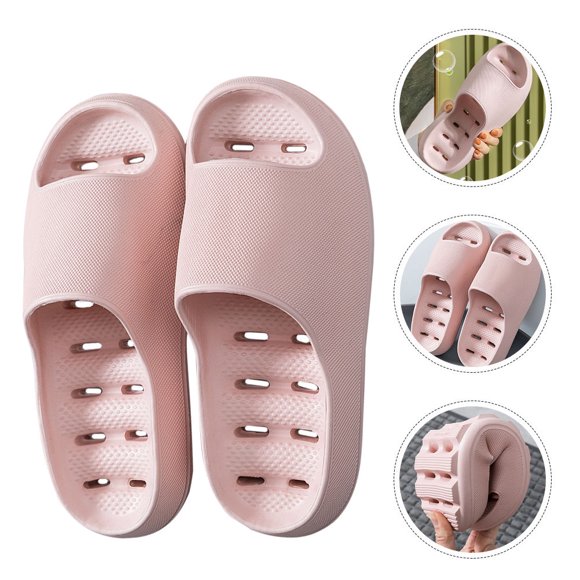1 Pair Portable Washable Pink PVC Slippers Perfect For Travel And Beach Use